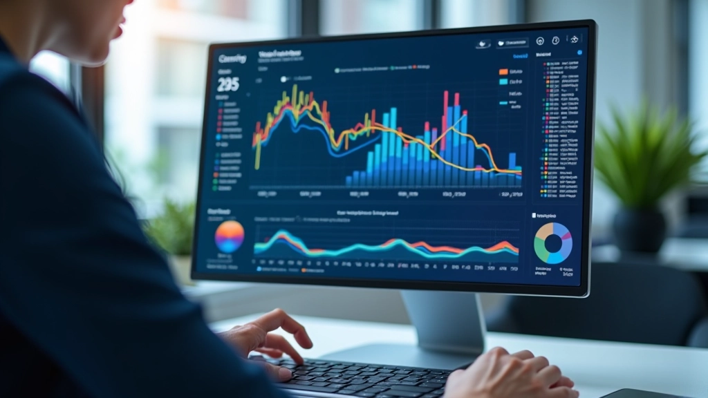Tableau de bord analytique montrant l'évolution des volumes de primes d'assurance avec courbes de tendance